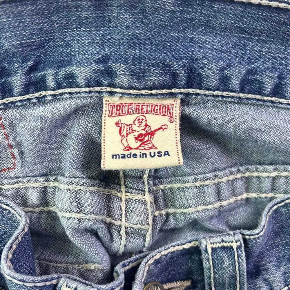 Vintage True Religion Joey Jeans Men’s 31x33 Low Rise Flare Blue Made USA Y2K